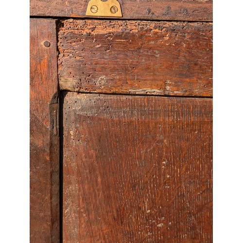 29 - Antique 17c Charles II Joined & Oak Boarded Oak Mural Ventilated Livery Cupboard, Single Door With T... 