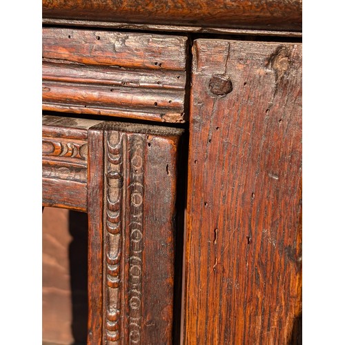 29 - Antique 17c Charles II Joined & Oak Boarded Oak Mural Ventilated Livery Cupboard, Single Door With T... 