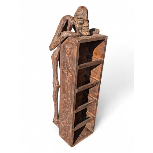 15 - African Hand made / Carved CD / Bookrack With African Figural Design - Very Unusual 40x40x90cm