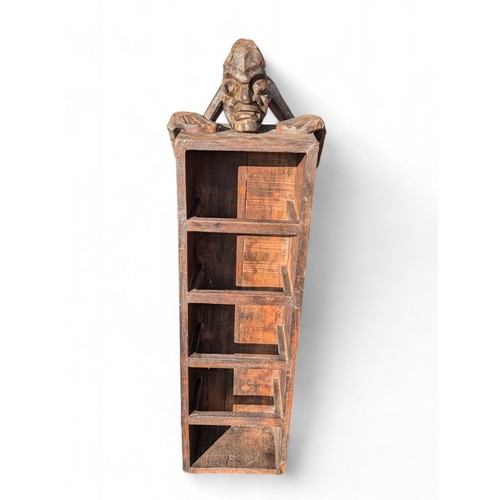 15 - African Hand made / Carved CD / Bookrack With African Figural Design - Very Unusual 40x40x90cm