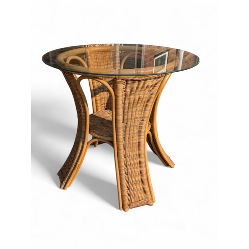 45 - Rattan / Wicker Table With Shelf, 70cm Diameter, 75x70cm