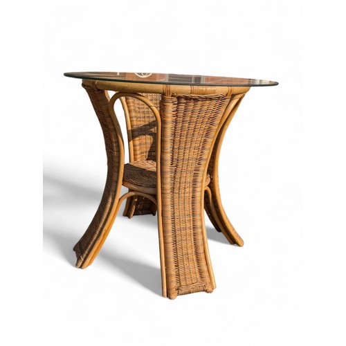 45 - Rattan / Wicker Table With Shelf, 70cm Diameter, 75x70cm