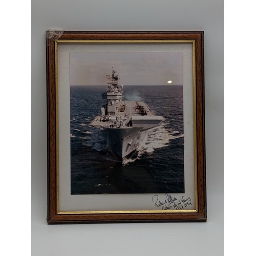 350 - Naval Interest, HMS Illustrious Signed Photograph Captain Richard Philips 5Oct 1994, Along With Cut ... 