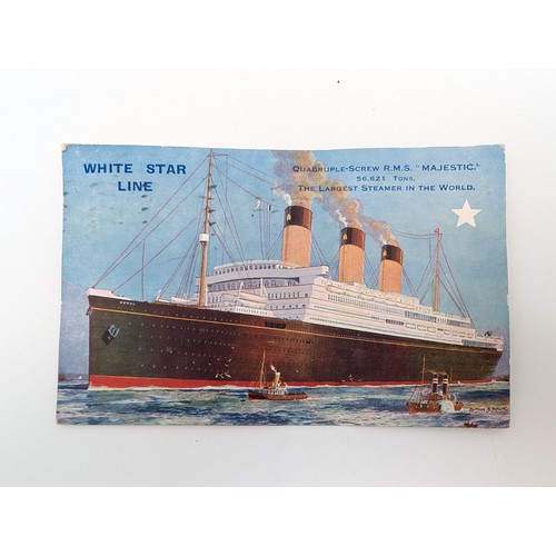 351A - Unusual White Star Line RMS Majestic Postcard, 1928, Along With New Zealand Post Office Telegram Wit... 