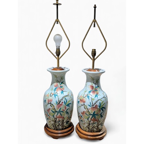 289 - Huge Pair Vintage Limoges Based Lamps, Excellent Floral Design on Blue Ground. Marked Limoges To Bas... 