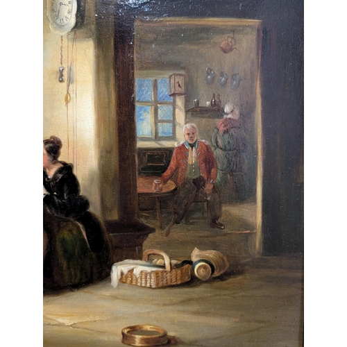 131 - 19th century English School, interior scene with soldiers, oil on wood panel, unsigned, 10