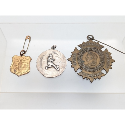 302 - Antique Sports Medal, Football. Unusual, Verso E.S.C Namur Plus Token of Membership of The Children'... 