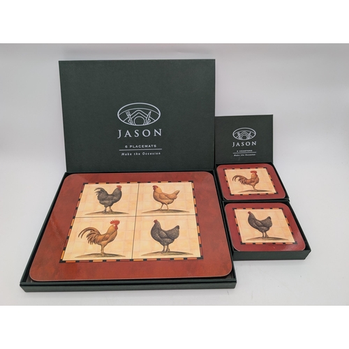 306 - 2 Sets New Boxed Jason Placemats - w Boxes of 6, Entitled Les Poulets. Poultry Themed Placemats Plus... 