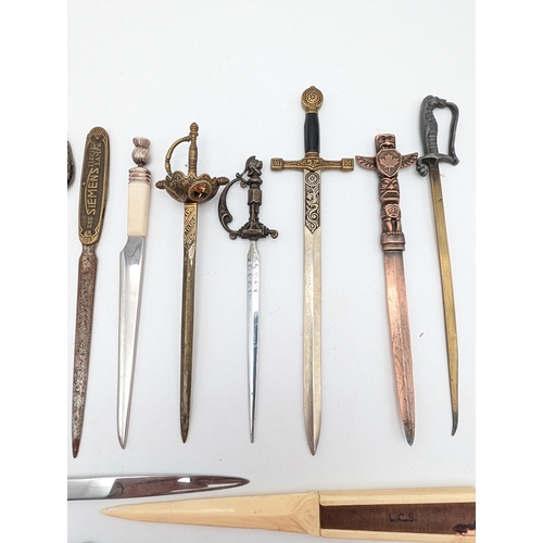 319 - Bundle (15) Decorative Letter Openers, Swords Designs Mostly Throughout