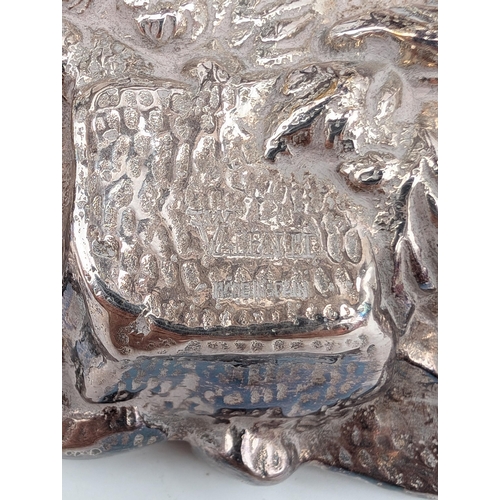 323 - Incredible Mid Century Valenti Silver Stag & Palm Centrepiece, Silver Plated Bronze 42cm H 20cm D, N... 