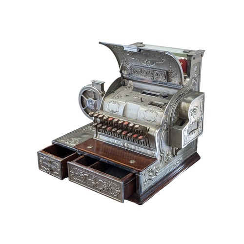 324 - Very Rare Antique National Cash Register, Model S 338DD H, Double Drawer Rare Model With Ticket Disp... 