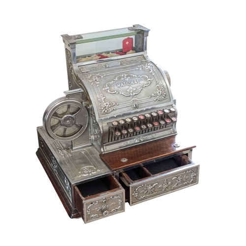 324 - Very Rare Antique National Cash Register, Model S 338DD H, Double Drawer Rare Model With Ticket Disp... 