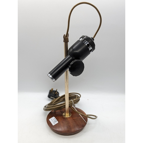 607 - Seldom Seen Cambridge Instruments Adjustable Inspection Lamp On Turned Hardwood Base, Quality Built ... 