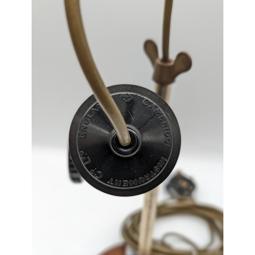 607 - Seldom Seen Cambridge Instruments Adjustable Inspection Lamp On Turned Hardwood Base, Quality Built ... 