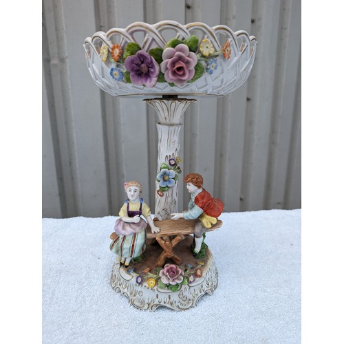 610 - Large Vintage PMP Shierholz Plaue Porcelain Centrepiece Bowl, With Excellent Hand Painted Figures an... 