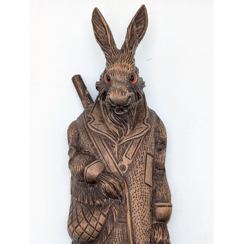 290 - A Black Forest Carved Linden Wood And Horn Musical Hook, Overall Very Good For Condition, Some Minor... 