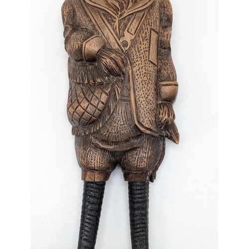 290 - A Black Forest Carved Linden Wood And Horn Musical Hook, Overall Very Good For Condition, Some Minor... 