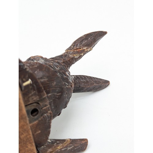 290 - A Black Forest Carved Linden Wood And Horn Musical Hook, Overall Very Good For Condition, Some Minor... 