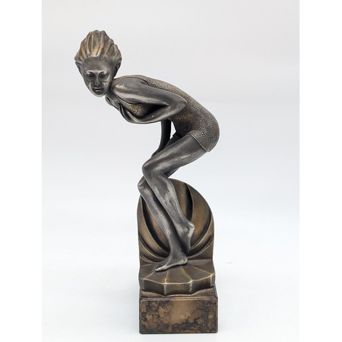 286 - Art Deco Style Figurine The Bather After Ferdinand Preiss 28cm Marked to Sculpture As Seen
