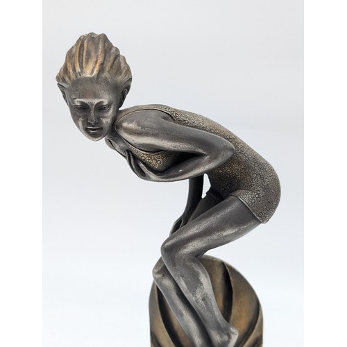 286 - Art Deco Style Figurine The Bather After Ferdinand Preiss 28cm Marked to Sculpture As Seen