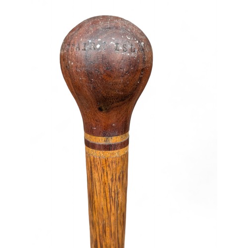283 - Vintage Pitcairn Island Walking Stick, Marked to Handle Souvenir From Pitcairn Island Mid Century