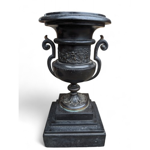 276 - Good Pair Heavy Metal Likely Spelter Urns / Garnitures, Neo Classical Design Nice Condition 13x13x27... 