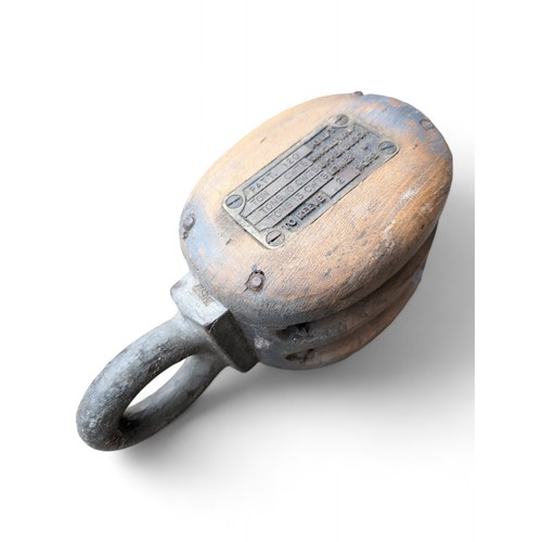 274 - Four Vintage Very Large Wooden Pulley Blocks, Three With Hooks Overall Length 40cm