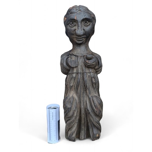 277 - Very Unusual Hand Carved Church Caryatid Appears to Be Oak, Was Believed to Have Been Mounted Intern... 