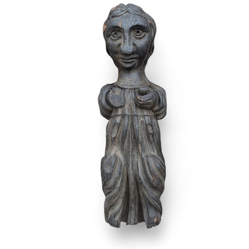 277 - Very Unusual Hand Carved Church Caryatid Appears to Be Oak, Was Believed to Have Been Mounted Intern... 