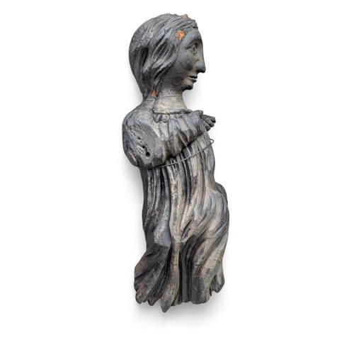 277 - Very Unusual Hand Carved Church Caryatid Appears to Be Oak, Was Believed to Have Been Mounted Intern... 