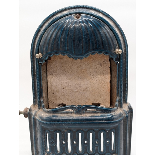 146 - Fabulous Ceramic Gas Heater With Marbled Blue Design, Marked U.R.G Verso 25x40cm Industrial Reclamat... 