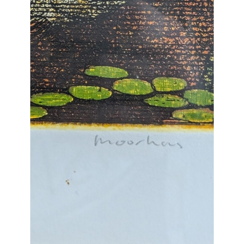 164 - Frans Wesselman Limited Edition Print Moorhens Signed Lower Right Edition Lower left 19x19