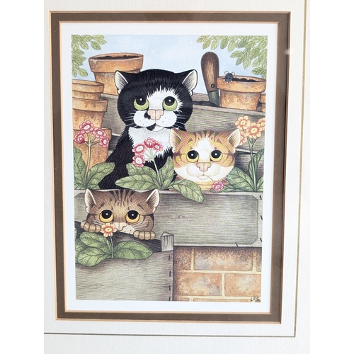 166K - Linda Jane Smith Framed Cat Print 13x15