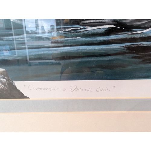 167 - Fabulous Cormorants At Dartmouth Castle Original Artwork, Signed Lower Right Neil Patey Excellent Ex... 