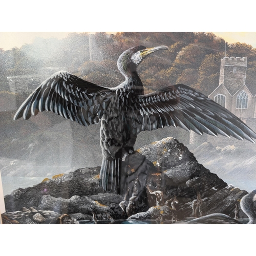 167 - Fabulous Cormorants At Dartmouth Castle Original Artwork, Signed Lower Right Neil Patey Excellent Ex... 