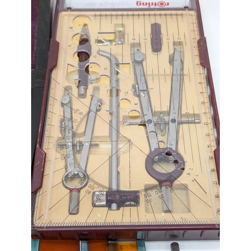 264 - Good Bundle Vintage Mathematical Instruments, To Include Temple Cadet, W H Arling Etc Stencils and M... 