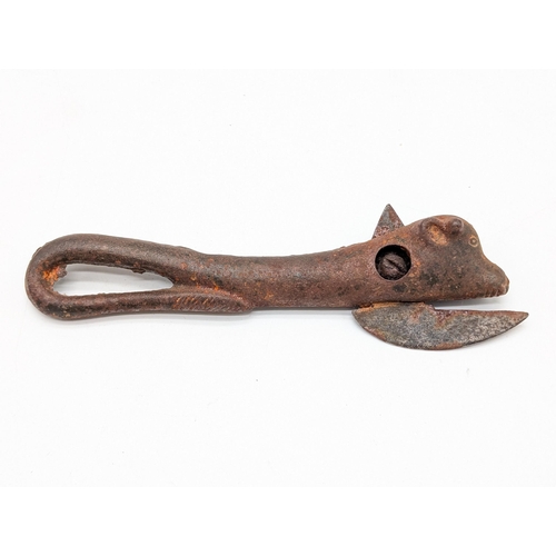267 - Antique Heavy Cast Iron Bulls Head Tin Opener, 16cm