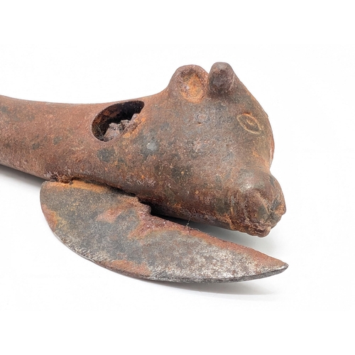 267 - Antique Heavy Cast Iron Bulls Head Tin Opener, 16cm