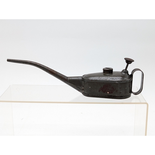 268 - Vintage 1/8 Braime Style Metal Oiler, Remarkable Condition For Age. 22cm.