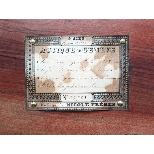 273 - Victorian Four Air Nicole Freres Cylinder Music Box No 27708, Tested and Working. Original Key, COnt... 