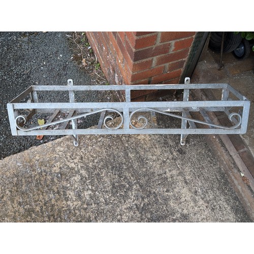 35 - Single Large Galvanised Wall Mounted Heavy Planter With Quality Scroll Work - Qty (1) 40x12x6