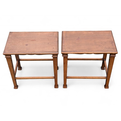 53 - Pair Antique Solid Side Tables, Possibly Arts & Crafts Period. 43x30x50cm