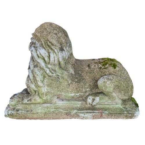 60 - Reconstituted Stone Garden Lion Ornament Well Patinad - 23x9x15