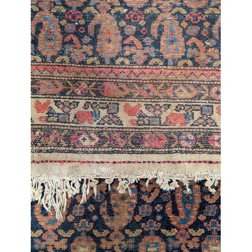 337 - Antique Hamadan Hand Knitted Persian Runner Carpet / Rug 118x325cm, Some Wear as Seen, Thinning and ... 