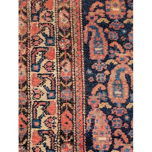 337 - Antique Hamadan Hand Knitted Persian Runner Carpet / Rug 118x325cm, Some Wear as Seen, Thinning and ... 