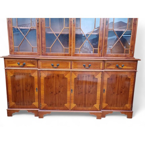 50B - Large 190cm Impressive Solid Wood and Glass Fronted Bookcase / Display Cabinet 4 Drawer over 4 Doors... 