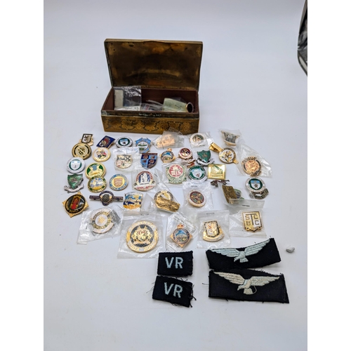 291 - Large Quantity Various New & Unbagged Pin Badges, Mostly Bowling Related. Contained Within Brass Dec... 