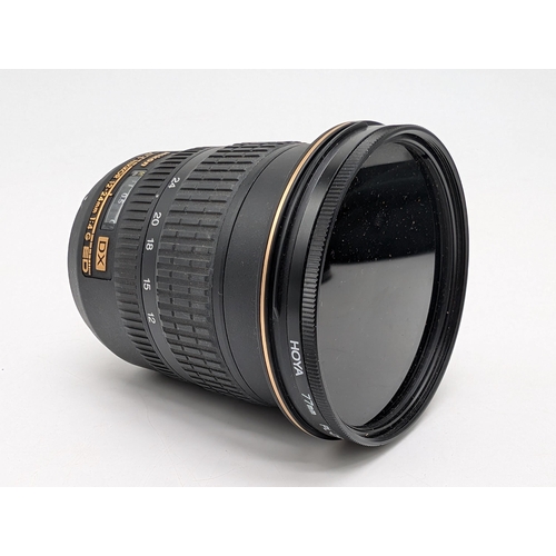 333 - NIKON 12-24MM WIDE-ANGLE LENS 1:4 G NIKKOR AF-S DX ED WITH CAP & HOOD VERY GOOD