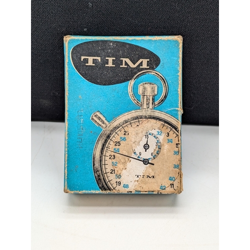 339 - Vintage TIM 1/5th Second Stopwatch in Box of Issue, Working and Tested