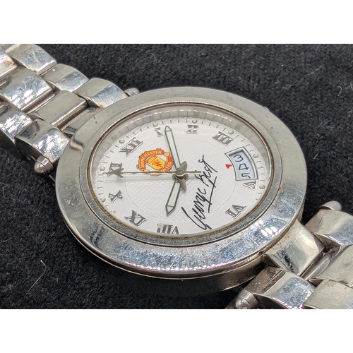 342 - Vintage Machester United George Best Signature Watch 38mm Needs Battery